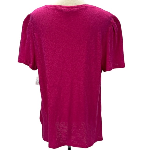 INC Short Sleeve Crew Neck Puff Sleeve 100% Cotton Tee Shirt - Pink - size 2X - Picture 3 of 9